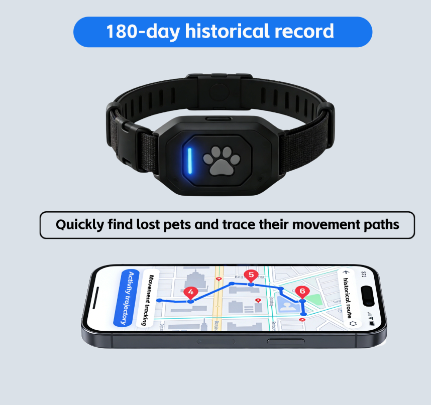 Rastreador GPS para Mascotas 4G, Collar Localizador Impermeable para Perros y Gatos, GPS Ultra Ligero con Batería de Larga Duración, Antipérdida en Tiempo Real