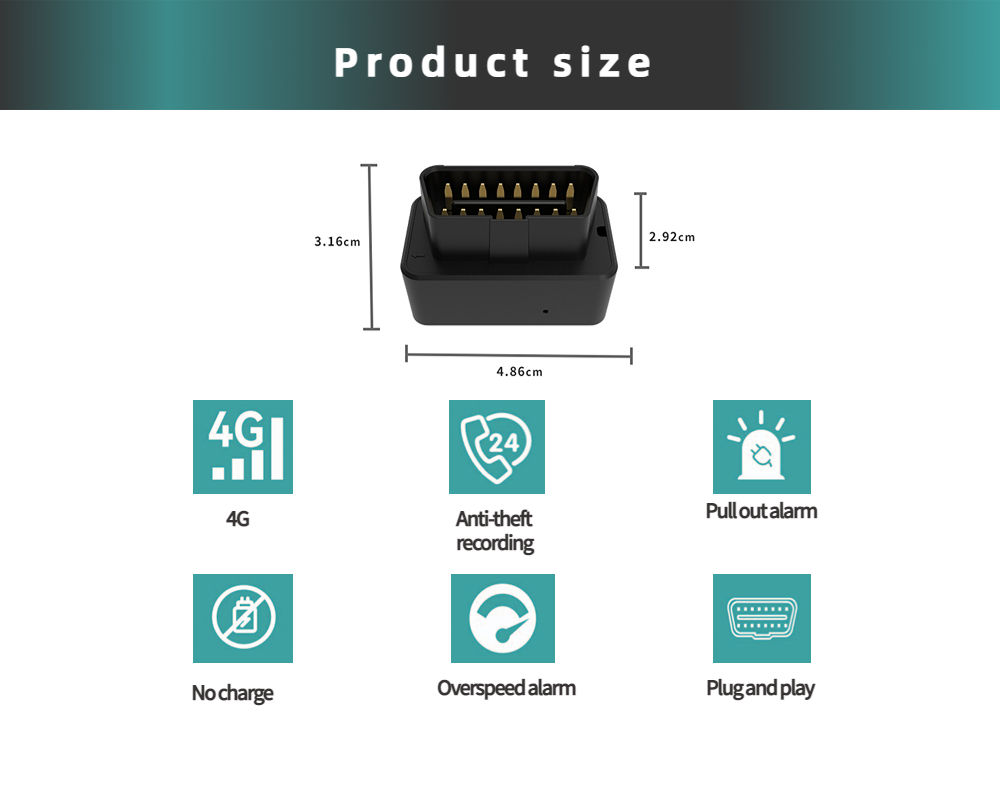 Caja inteligente OBD para monitoreo de estado del vehículo, terminal de posicionamiento para automóvil con interfaz OBD, 4G OBD GPS tracker
